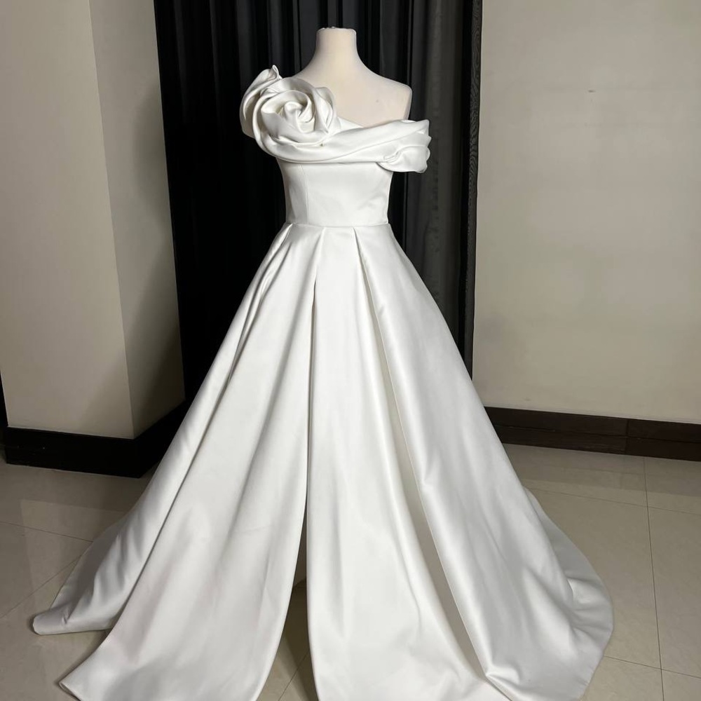 Elegant White Off-Shoulder Gown